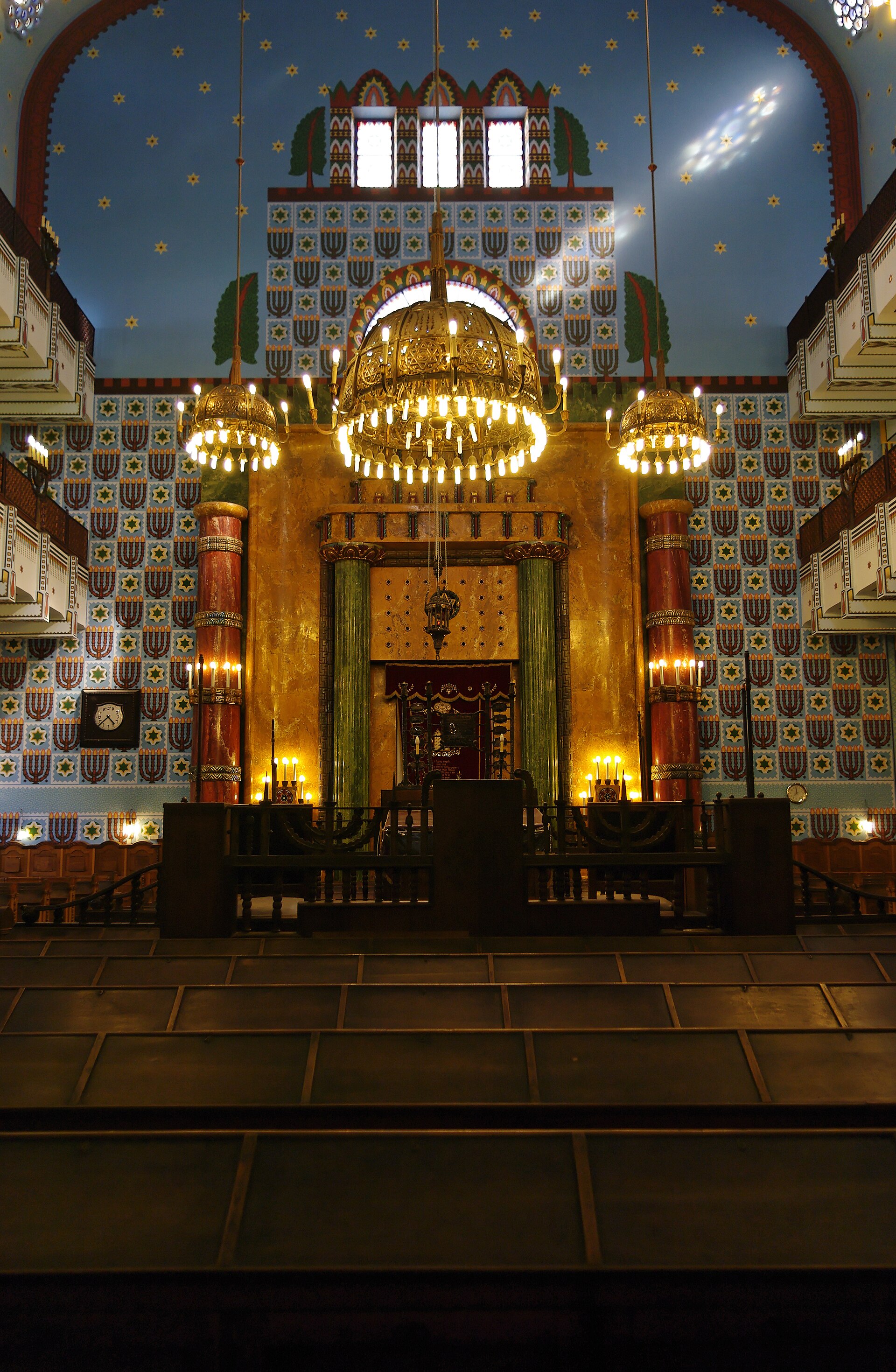 Art Nouveau interior of the Kazinczy Street Synagogue in Budapest