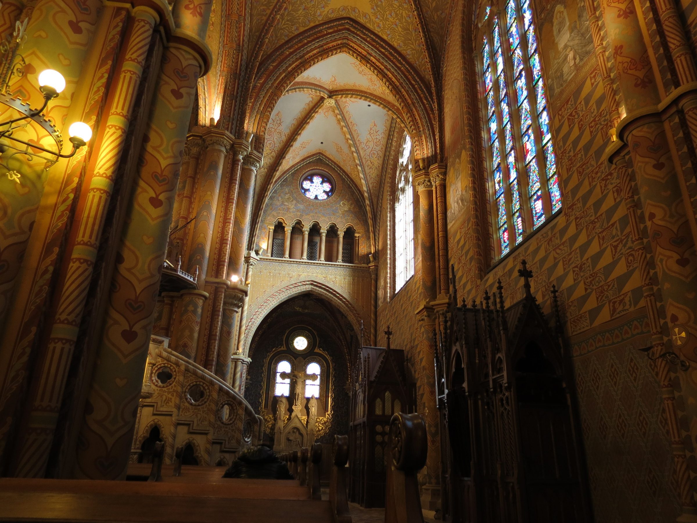 Painted Neo-Gothic interior of Matthias Church in Budapest
