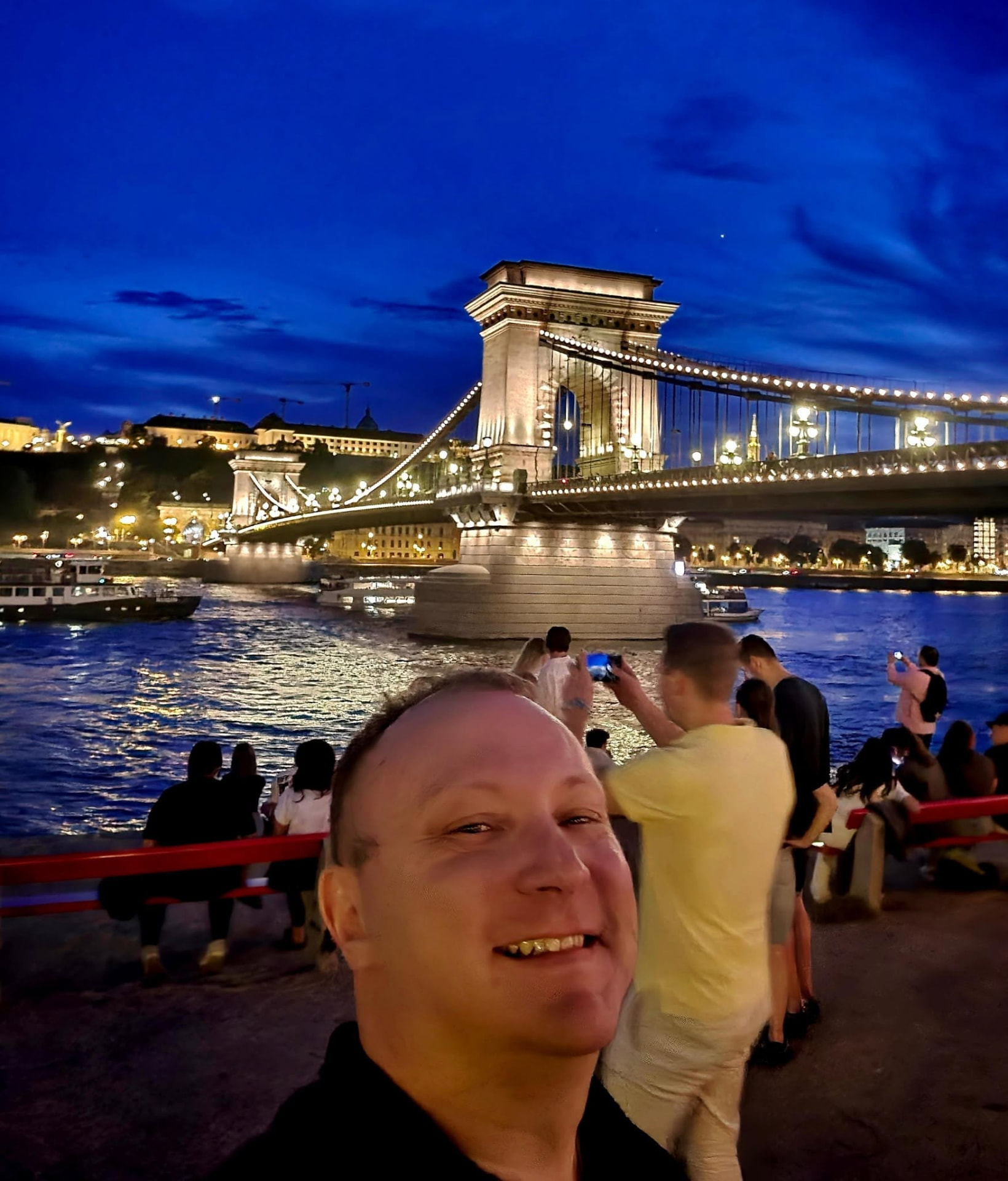 Yuri Rutman in Budapest beside the Chain Bridge