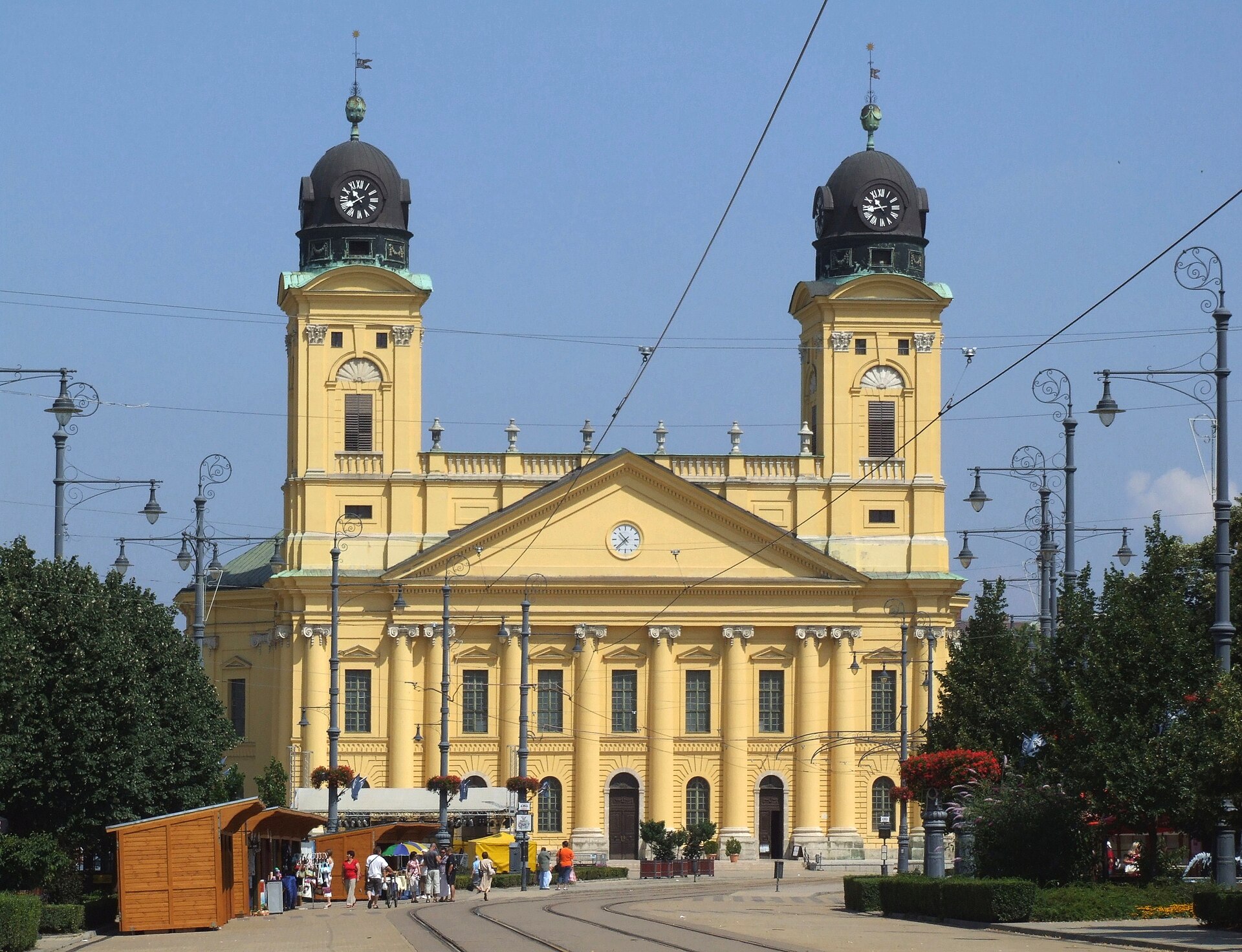 Great Reformed Church and city square in Debrecen, Hungary