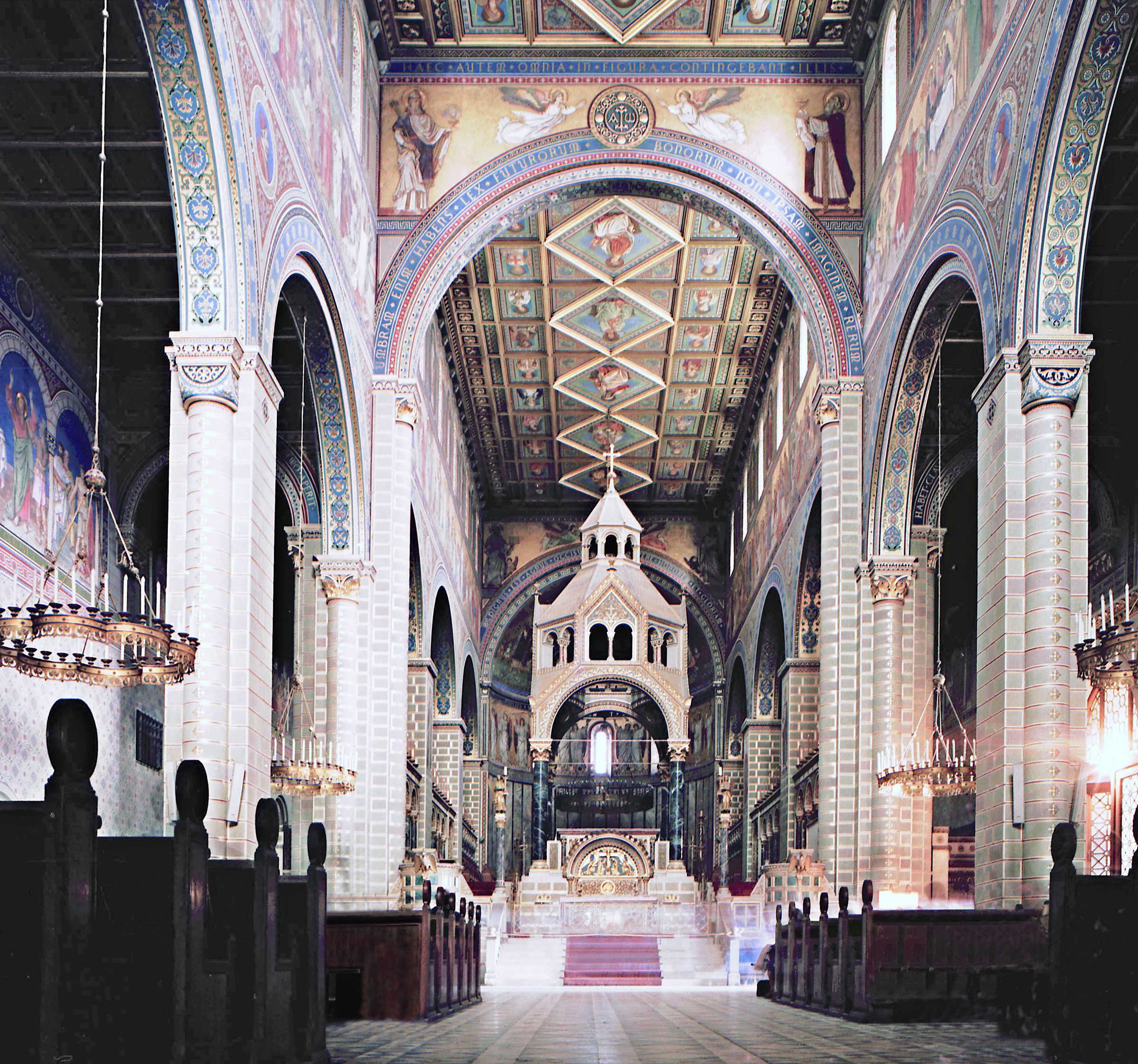 Interior nave of the cathedral in Pécs, Hungary